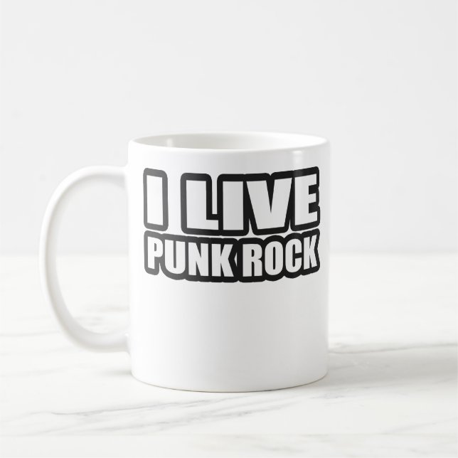I LIVE PUNK ROCK guys girls punk music Coffee Mug (Left)