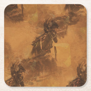 I Live To Barrel Race - Rodeo Event  Square Paper Coaster