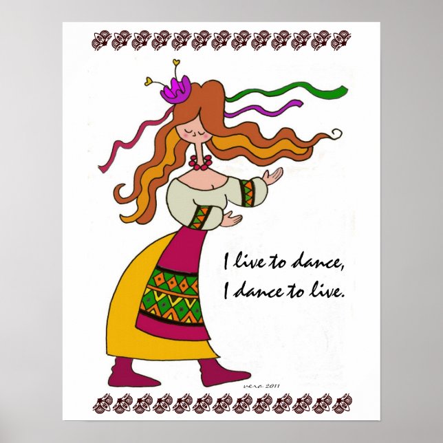 I Live to Dance Ukrainian Folk Art Poster (Front)