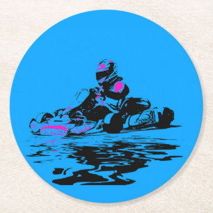 I Live to Kart - Go Kart Racer  Round Paper Coaster