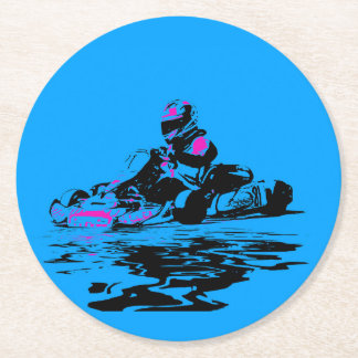 I Live to Kart - Go Kart Racer Round Paper Coaster