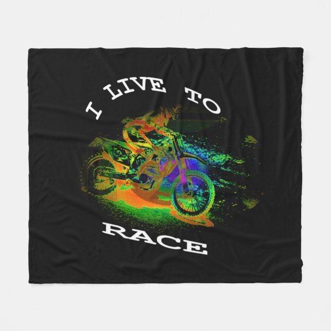 I LIVE TO RACE - Motocross Racer  Fleece Blanket (Front (Horizontal))