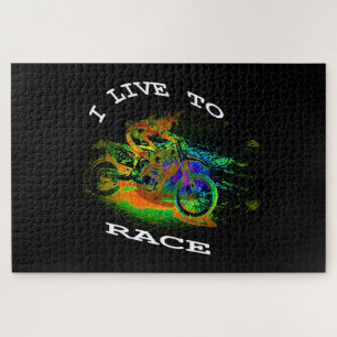 I LIVE TO RACE - Motocross Racer Jigsaw Puzzle