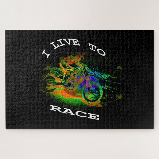 I LIVE TO RACE - Motocross Racer  Jigsaw Puzzle (Horizontal)