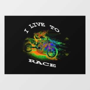 I LIVE TO RACE - Motocross Racer  Window Cling