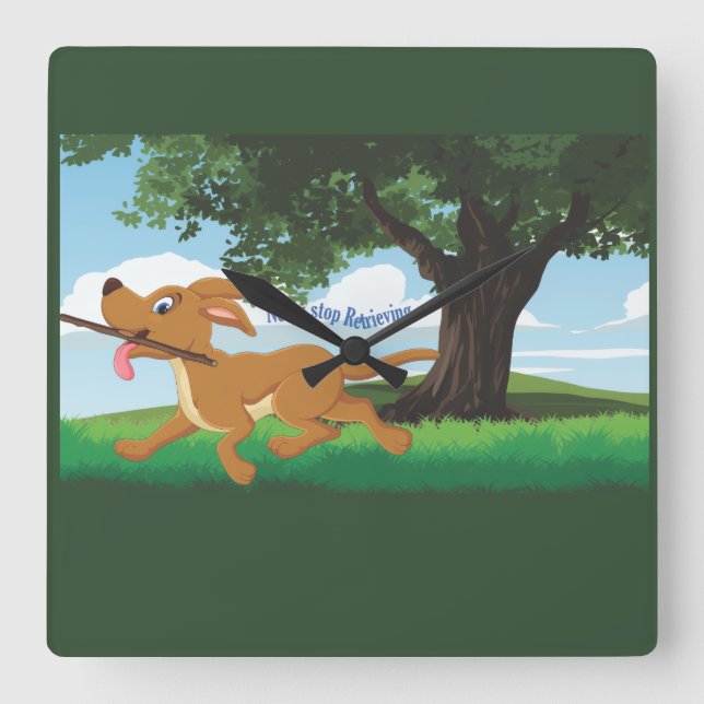 I Live to retrieve Square Wall Clock (Front)