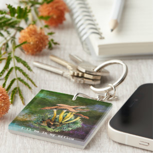 I’ll Be in My Office Watercolor mushrooms Key Ring