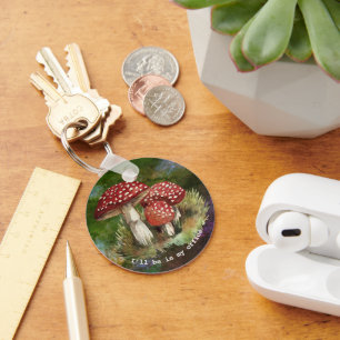 I’ll Be in My Office Watercolor mushrooms Key Ring
