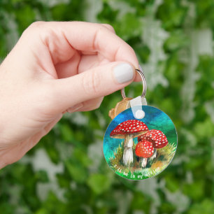I’ll Be in My Office Watercolor mushrooms Key Ring