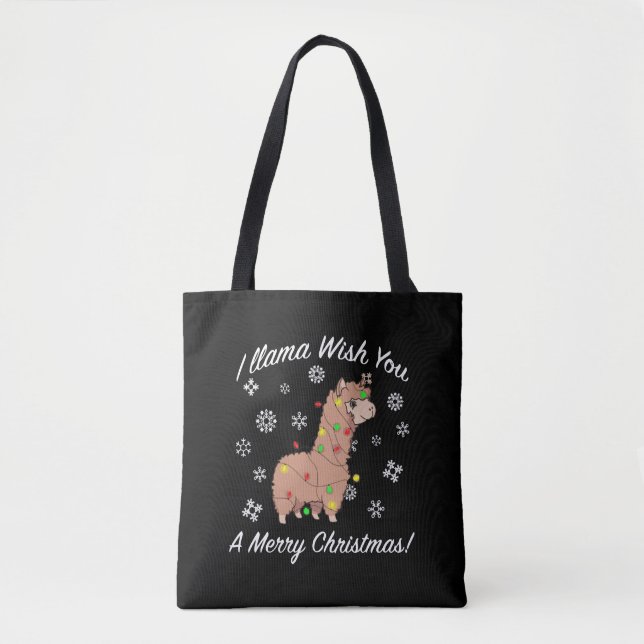 I Llama Wish You A Merry Christmas Llama Christmas Tote Bag (Front)