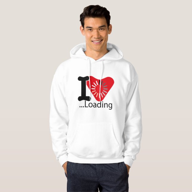 I LOADING HEART BY MASANSER PIXELAT HOODIE (Front Full)