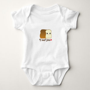 I Loaf You Kawaii Bread Food Pun Cartoon Unisex Baby Bodysuit