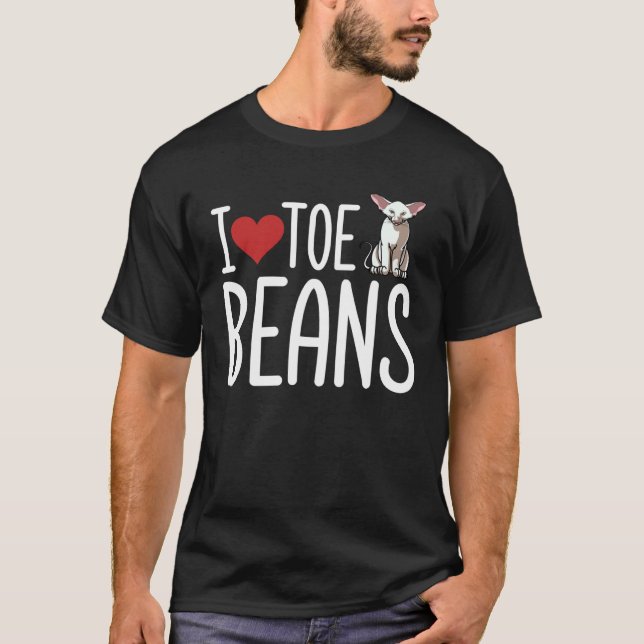 I Loe Toe Toe Beans  Oriental Short Haired Cat T-Shirt (Front)