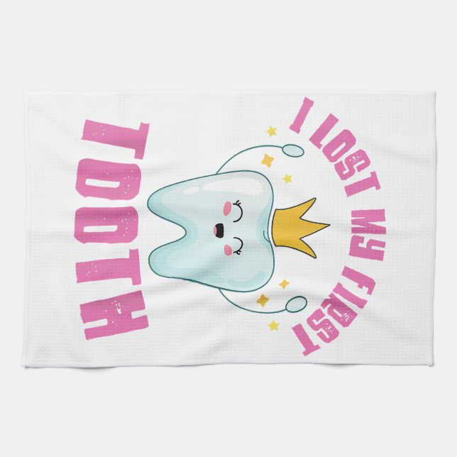 I Lost My First Tooth Teeth Out Kids Gift  Tea Towel (Horizontal)