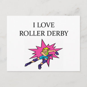 i lov3e roller derby postcard