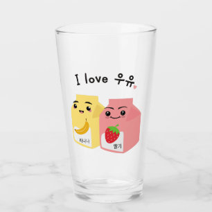 I love 우유. (uyu) Korean Banana & Strawberry Milk G Glass