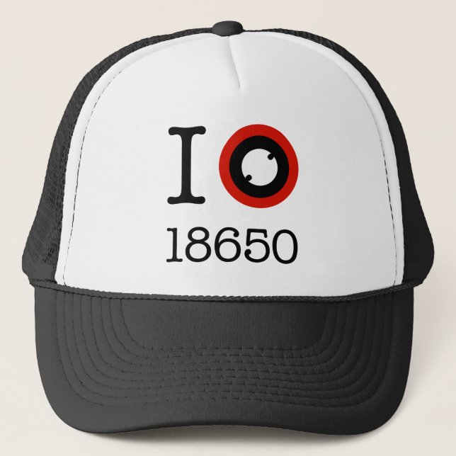 I Love 18650 Li-Ion Batteries Trucker Hat (Front)