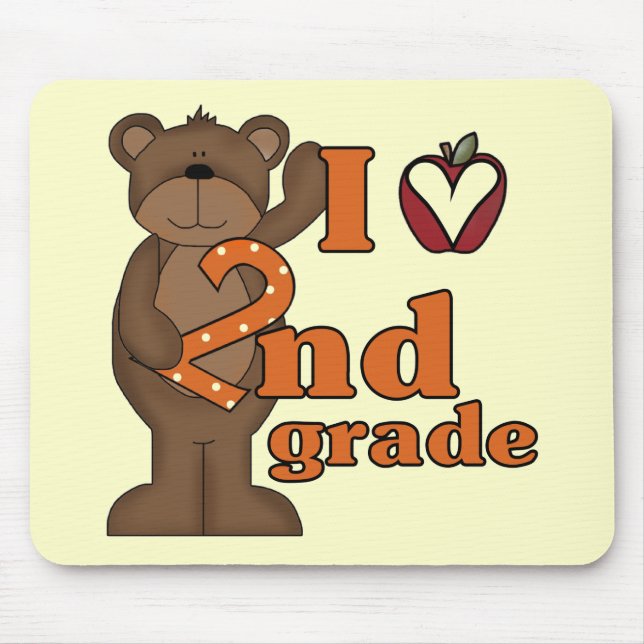 I Love 2nd Grade Tshirts and Gifts Mouse Mat (Front)