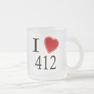 I Love 412 Pittsburgh Frosted Glass Coffee Mug