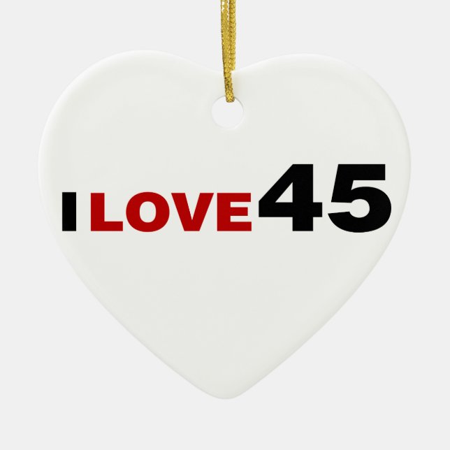 I Love 45 Ceramic Tree Decoration (Front)