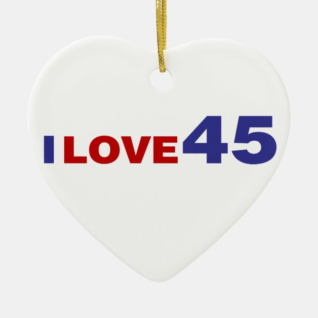 I Love 45 Ceramic Tree Decoration (Front)