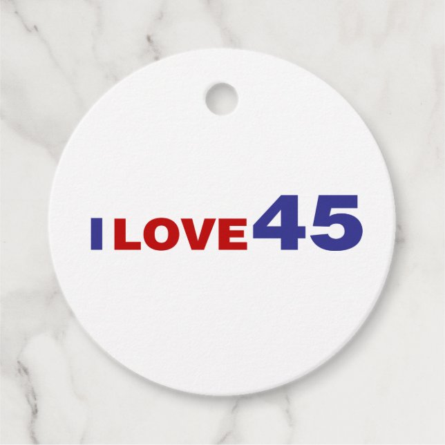 I Love 45 Favour Tags (Front)