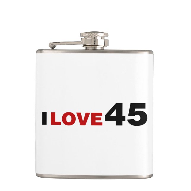 I Love 45 Hip Flask (Front)