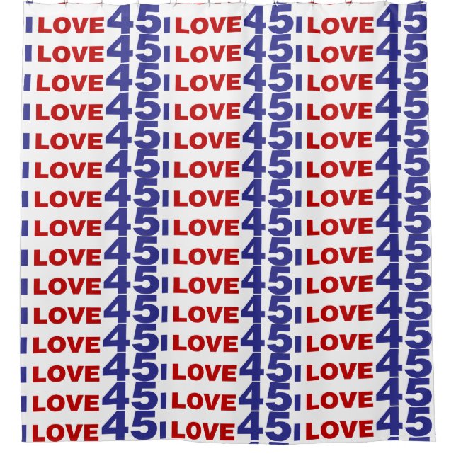 I Love 45 Shower Curtain (Front)