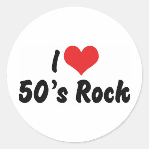 I Love 50's Rock Music Classic Round Sticker