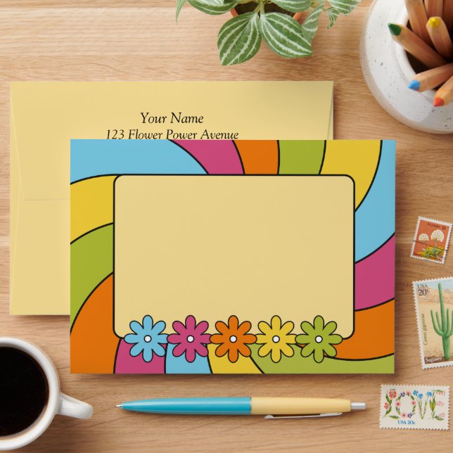 I Love 60s Music Birthday Retro Music Theme Envelope (Desk)
