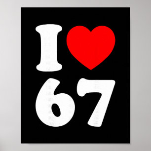 I Love 67 Funny I Heart 67 Birthday For Men Women Poster