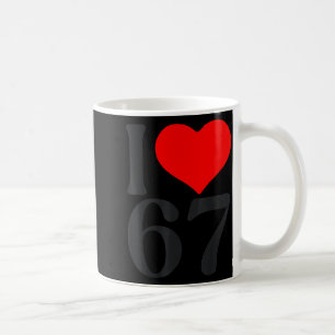 I Love 67 Heart Valentine's Day 67th Birthday Six  Coffee Mug