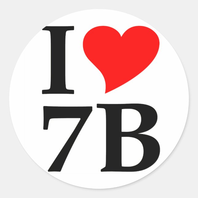 I love 7B Classic Round Sticker (Front)