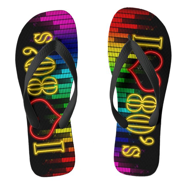 I Love 80's Music Flip Flops (Footbed)