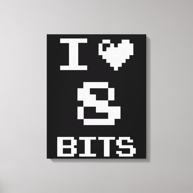 I Love 8 Bits, gamer geek design Canvas Print (Front)