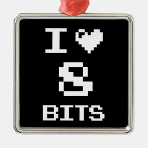I Love 8 Bits, gamer geek design Metal Tree Decoration