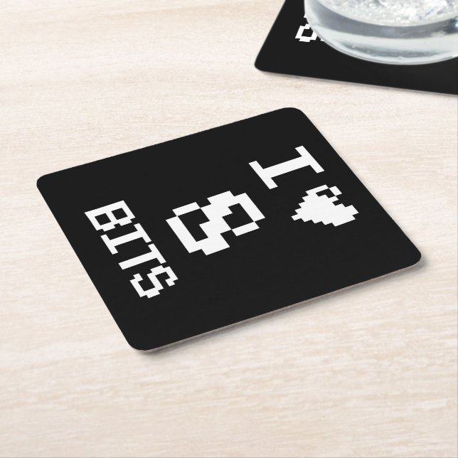 I Love 8 Bits, gamer geek design Paper Coaster (Angled)