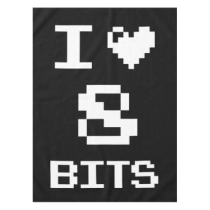 I Love 8 Bits, gamer geek design Tablecloth