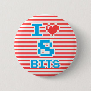 I Love 8 Bits, Playing With Stripes Collection, 6 Cm Round Badge