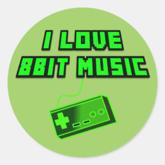 I Love 8Bit Music Green Retro Digital Art Classic Round Sticker