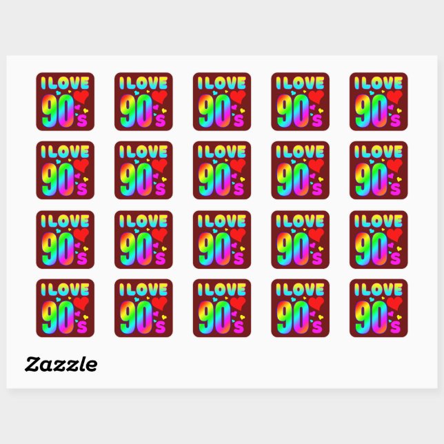 i love 90s  square sticker (Sheet)