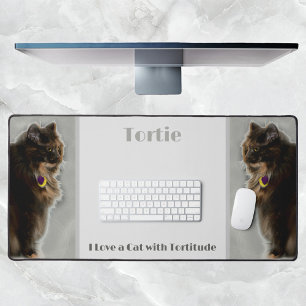 I Love a Cat with Tortitude Feline Photographic Desk Mat
