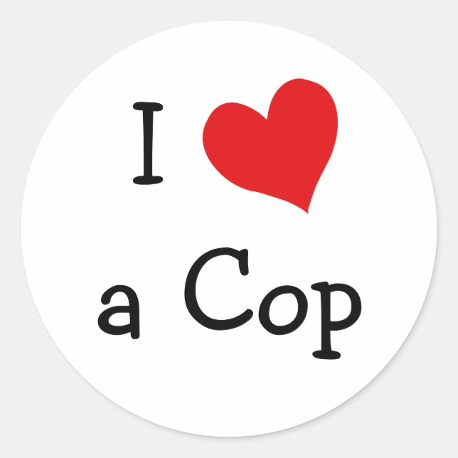 I Love a Cop Classic Round Sticker (Front)