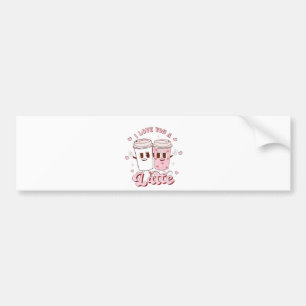 I Love a Latte Groovy Bubble Tea Valentine Lovers  Bumper Sticker