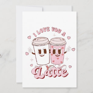 I Love a Latte Groovy Bubble Tea Valentine Lovers Invitation
