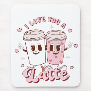 I Love a Latte Groovy Bubble Tea Valentine Lovers Mouse Mat