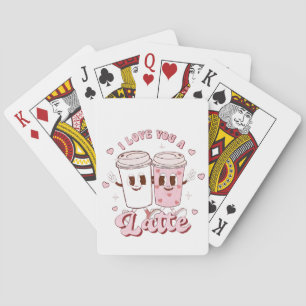I Love a Latte Groovy Bubble Tea Valentine Lovers Playing Cards