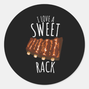I Love A Sweet Rack Funny Bbq Grilling Ribs Classic Round Sticker
