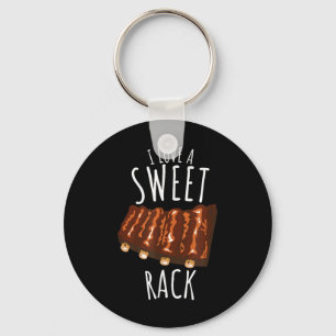 I Love A Sweet Rack Funny Bbq Grilling Ribs Key Ring