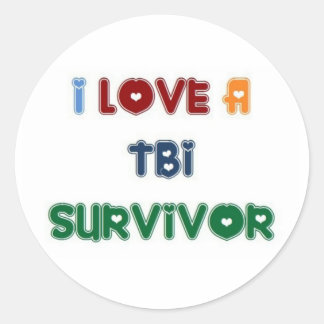 I LOVE A TBI SURVIVOR CLASSIC ROUND STICKER